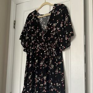 Black floral wrap dress - size XXL, never worn